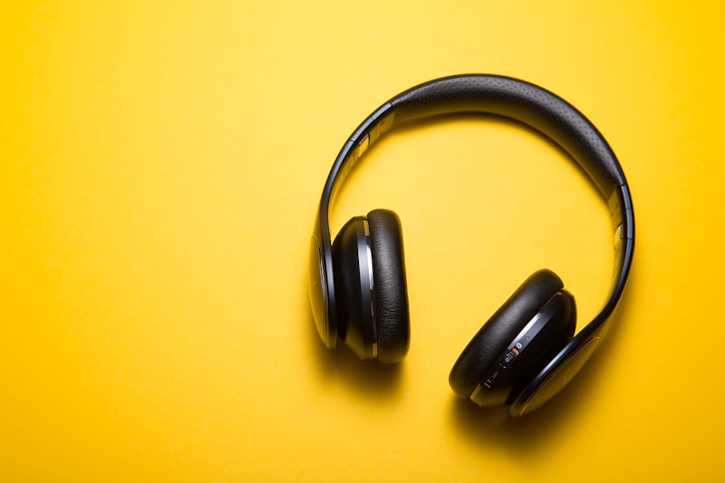 Headphones with colorful audio visualization