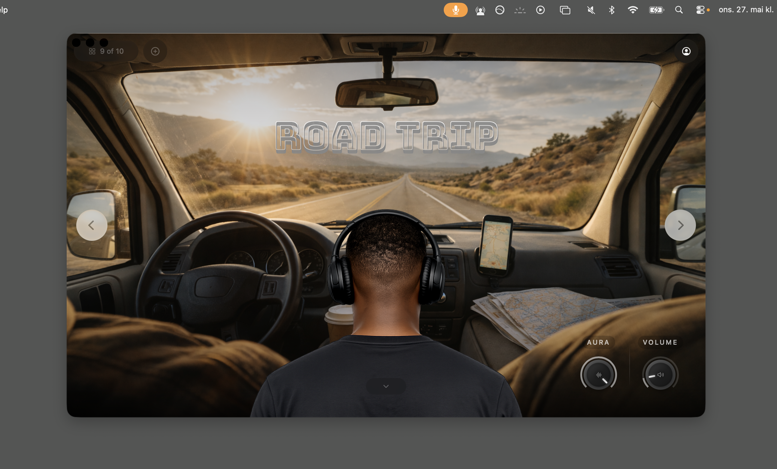 Surraura app preview — Road Trip environment